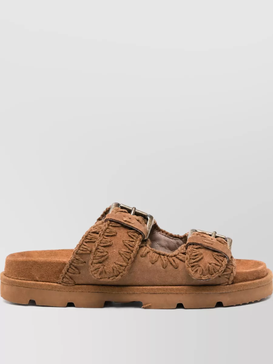 Mou Suede Double Buckle Sandals