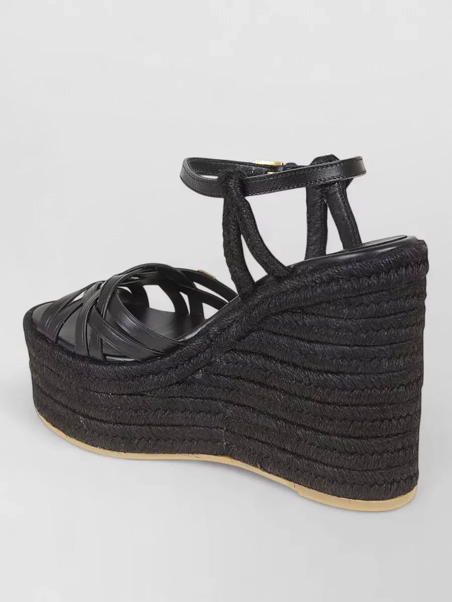 Valentino Garavani Leather Wedge Espadrille Sandals