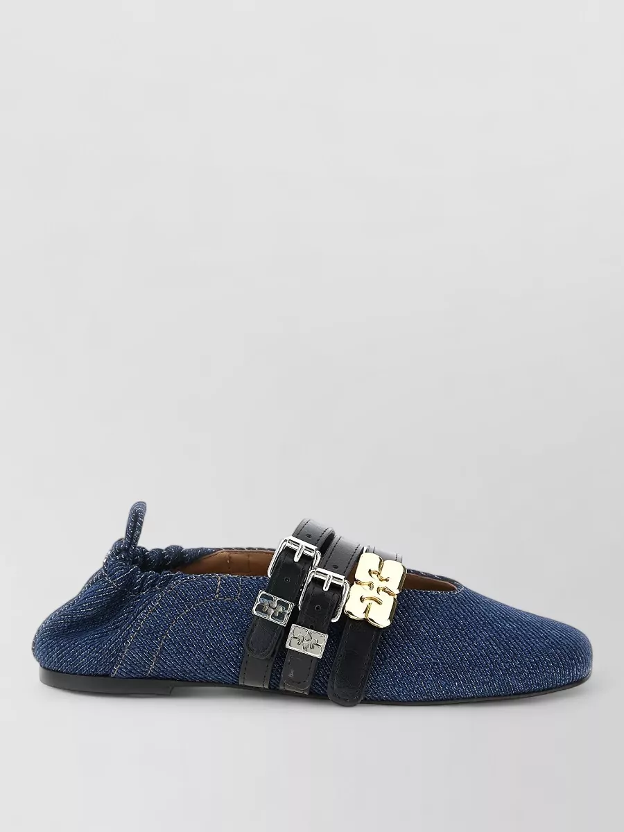Ganni Denim Strap Ballerina Shoes