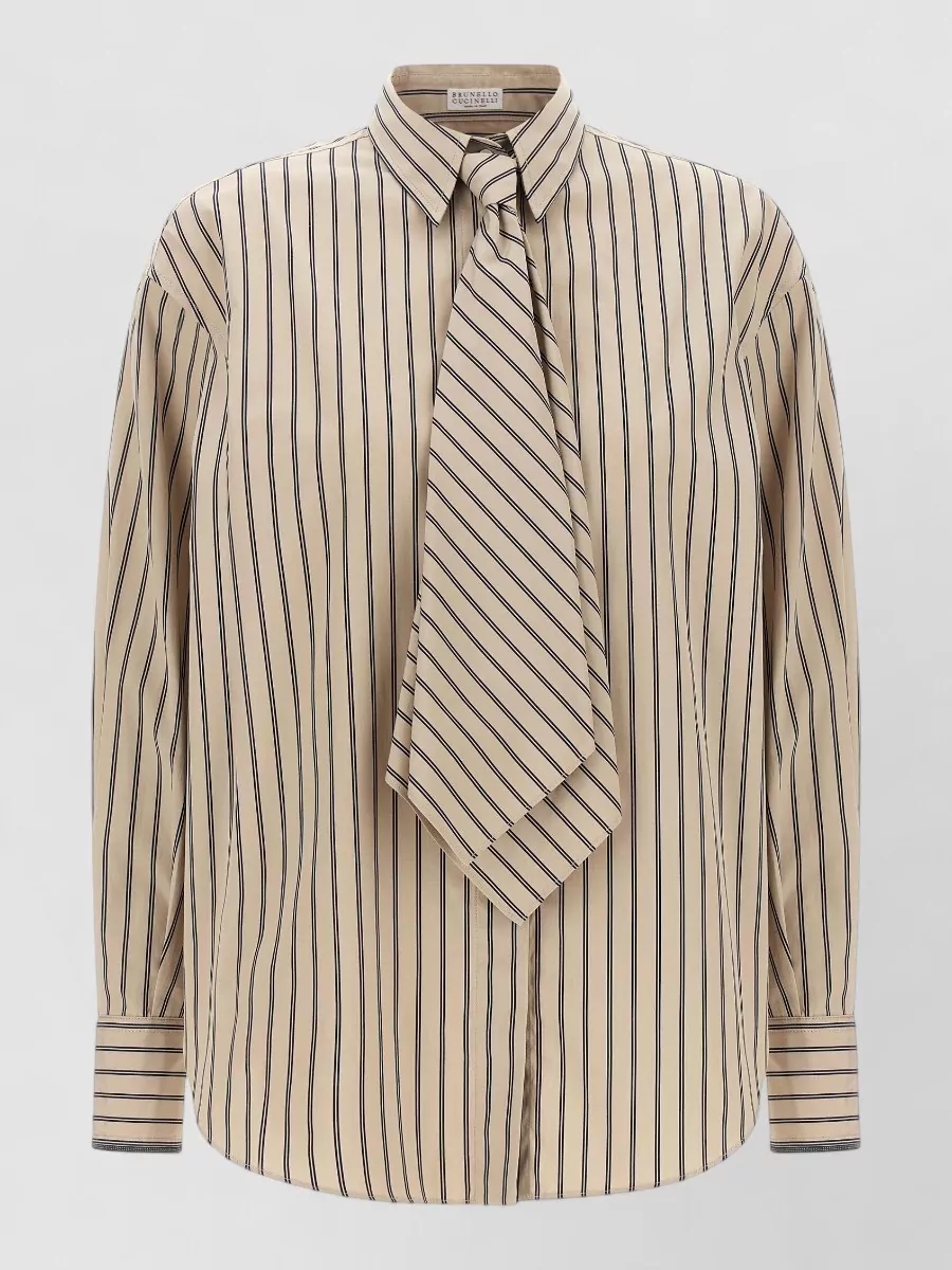 Brunello Cucinelli striped tie detail shirt