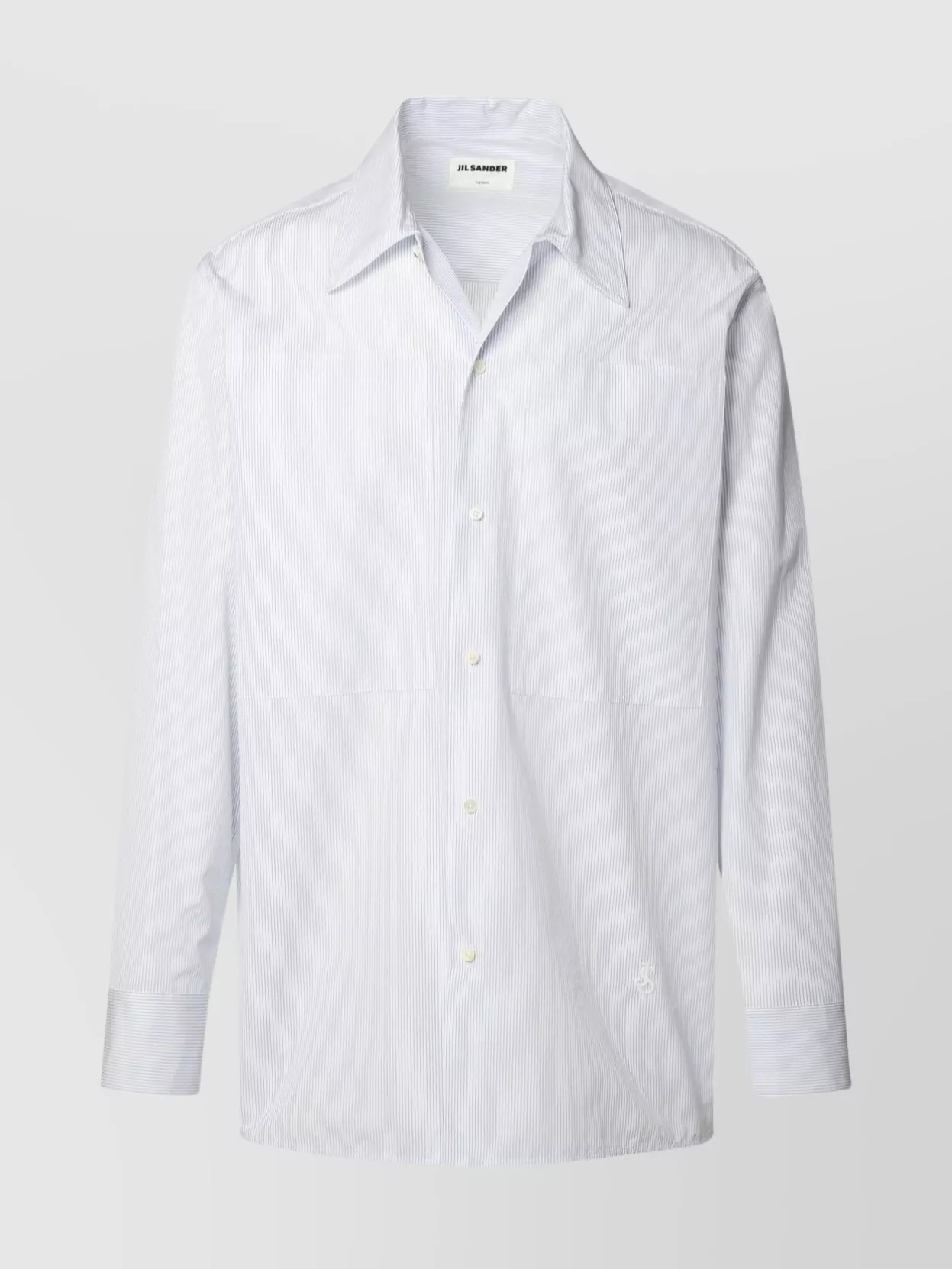 Shop Jil Sander Structured Cotton Shirt Striped Pattern
