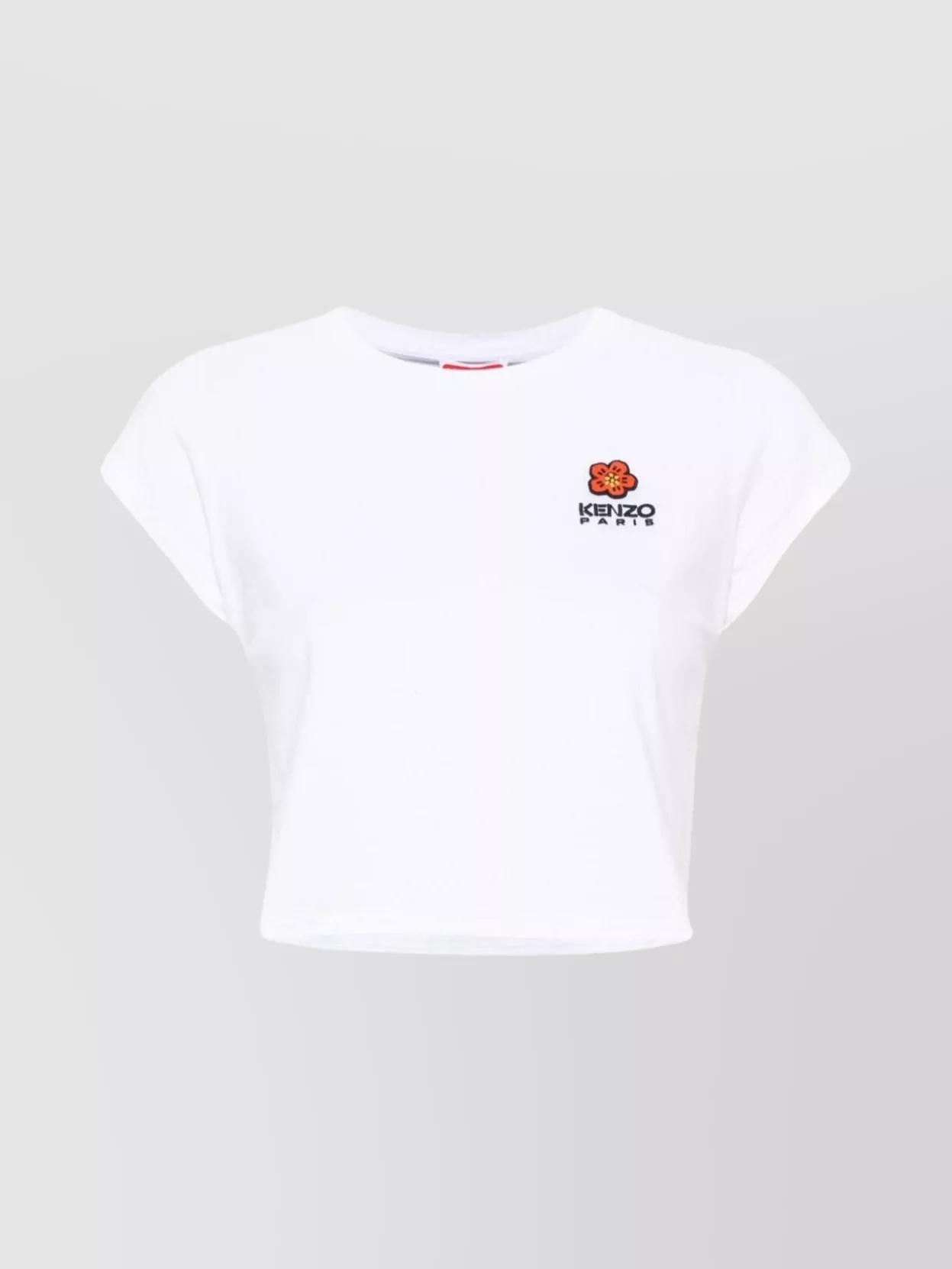 Shop Kenzo Crew Neck Cropped Sleeved Jersey In White