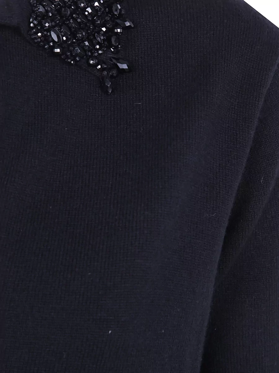 Semicouture Cashmere-Blend Short-Sleeve Polo Neck Jumper