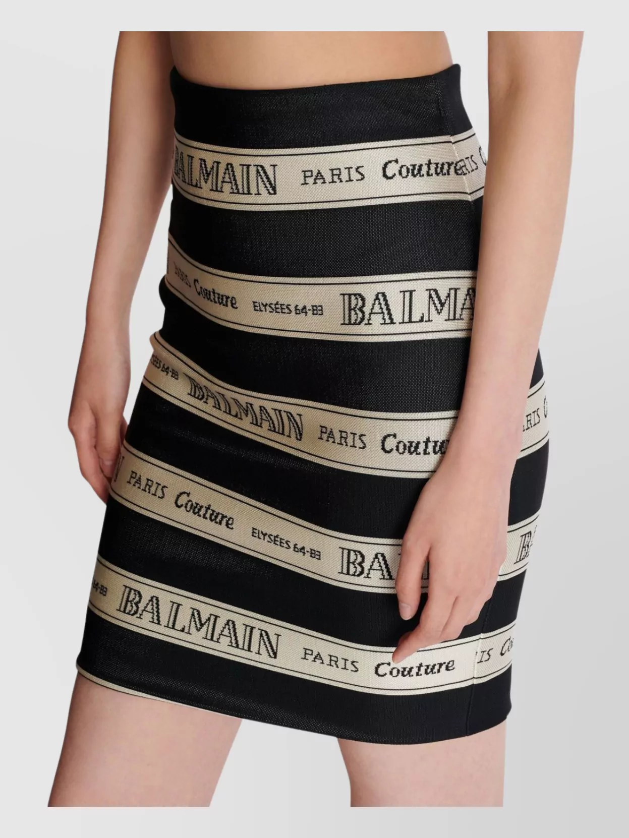Balmain Ribbon Motif Short Jacquard Skirt