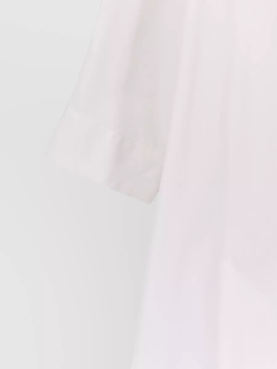Aspesi Cotton V-Neck Gathered Puff-Sleeve Midi Dress