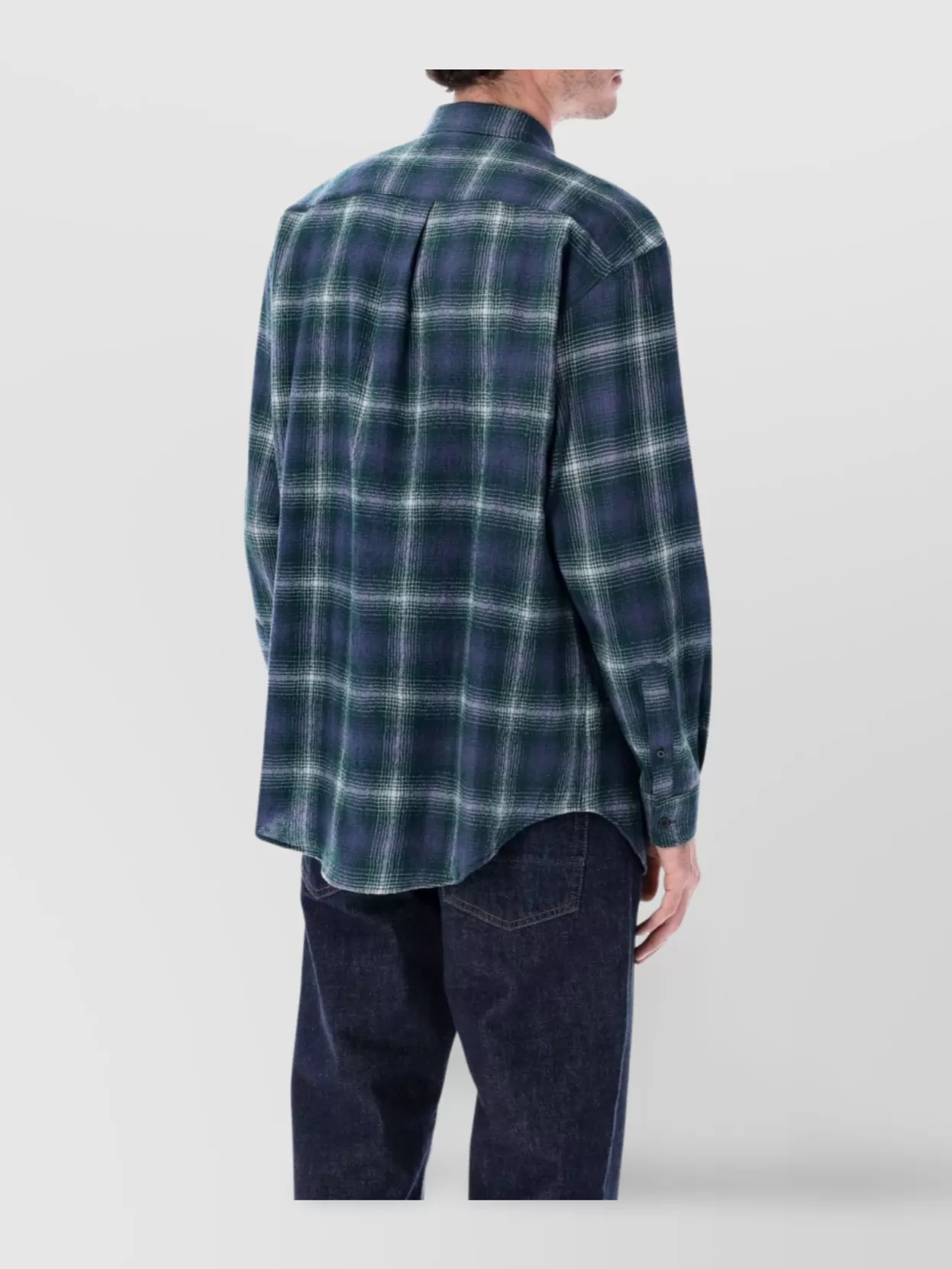 Auralee Lightweight Wool Plaid Long Sleeve Shirt