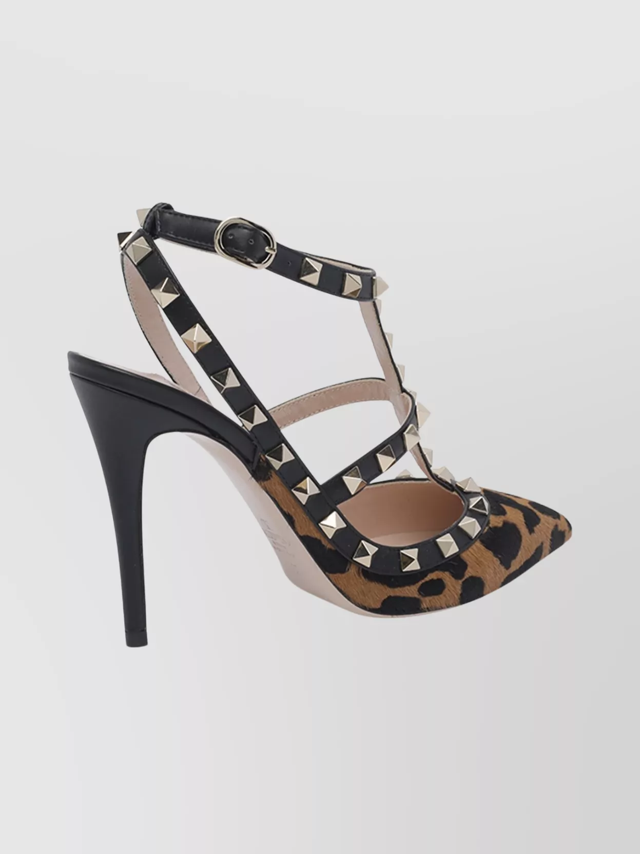 Valentino Strappy Pointed Toe Pumps With Studded Design