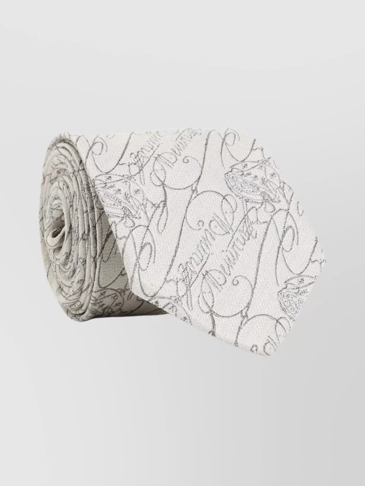 Berluti Rolled Script Pattern Silk Linen Tie