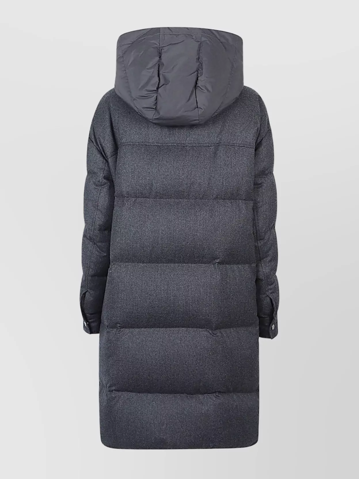 Brunello Cucinelli Long Quilted Down Jacket Hooded In Gray