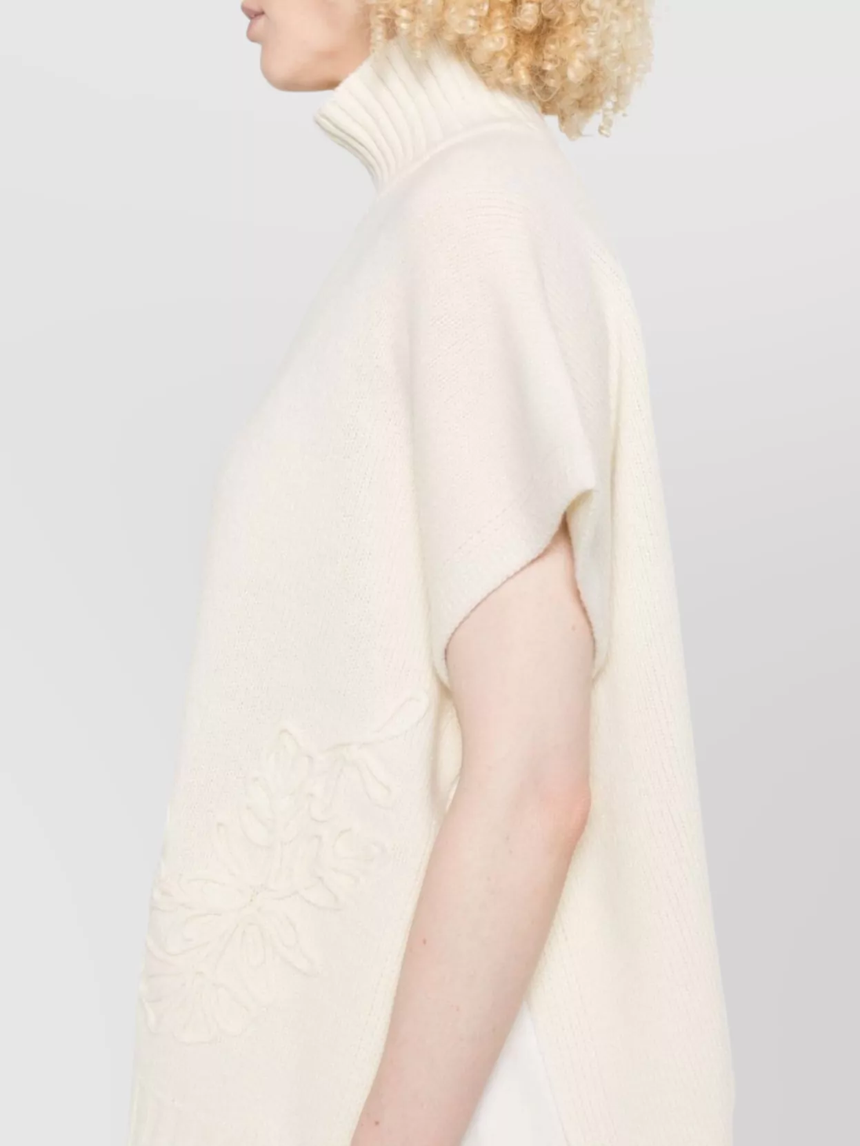 Ermanno Firenze High Neck Knitwear With Embroidered Ribbed Hem