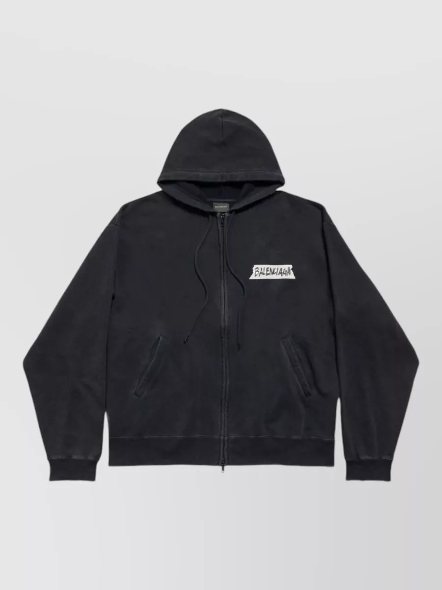 Balenciaga Cotton oversized zip up hoodie