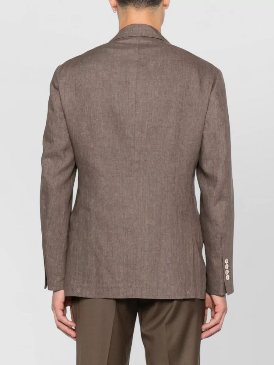 Brunello Cucinelli Linen Single Breasted Jacket Notch Lapel