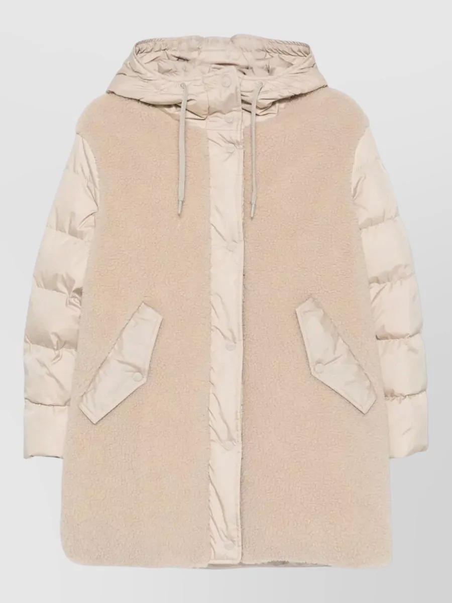 Herno paneled quilted faux shearling oversized coat