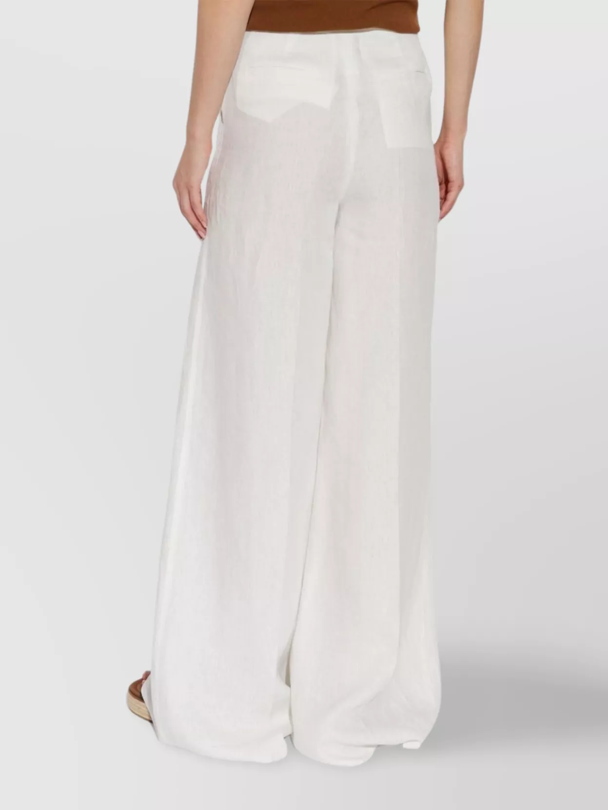 Max Mara Wide-leg Linen Trousers With Pockets