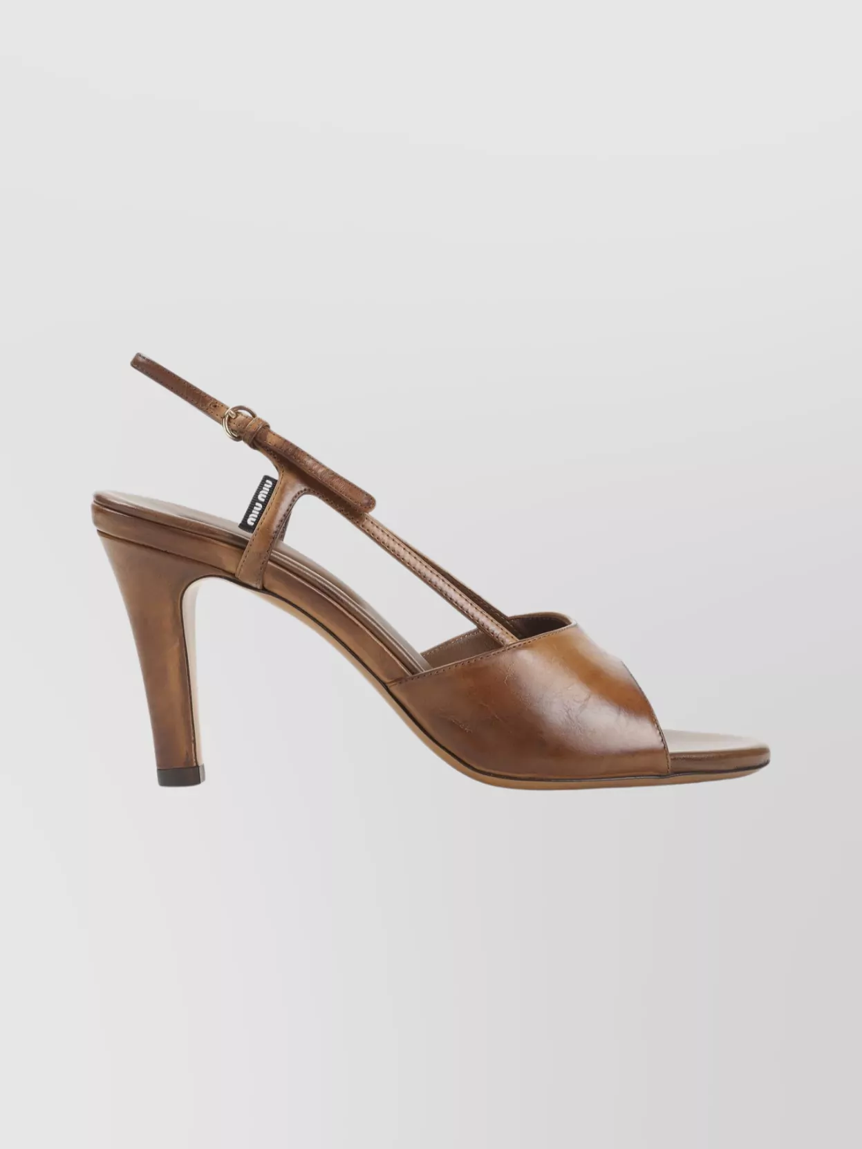 Miu Miu Leather Open Toe Sandals With Buckle Detail In Brown
