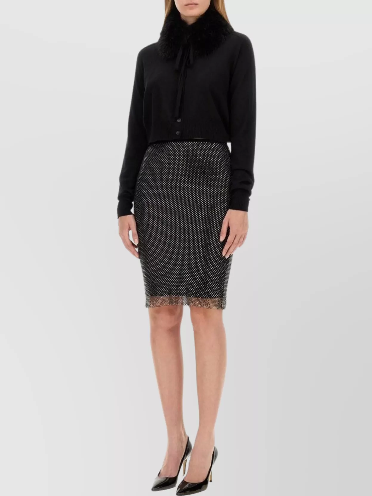 Sportmax Zinnia Knee-length Fitted Mesh Skirt In Black