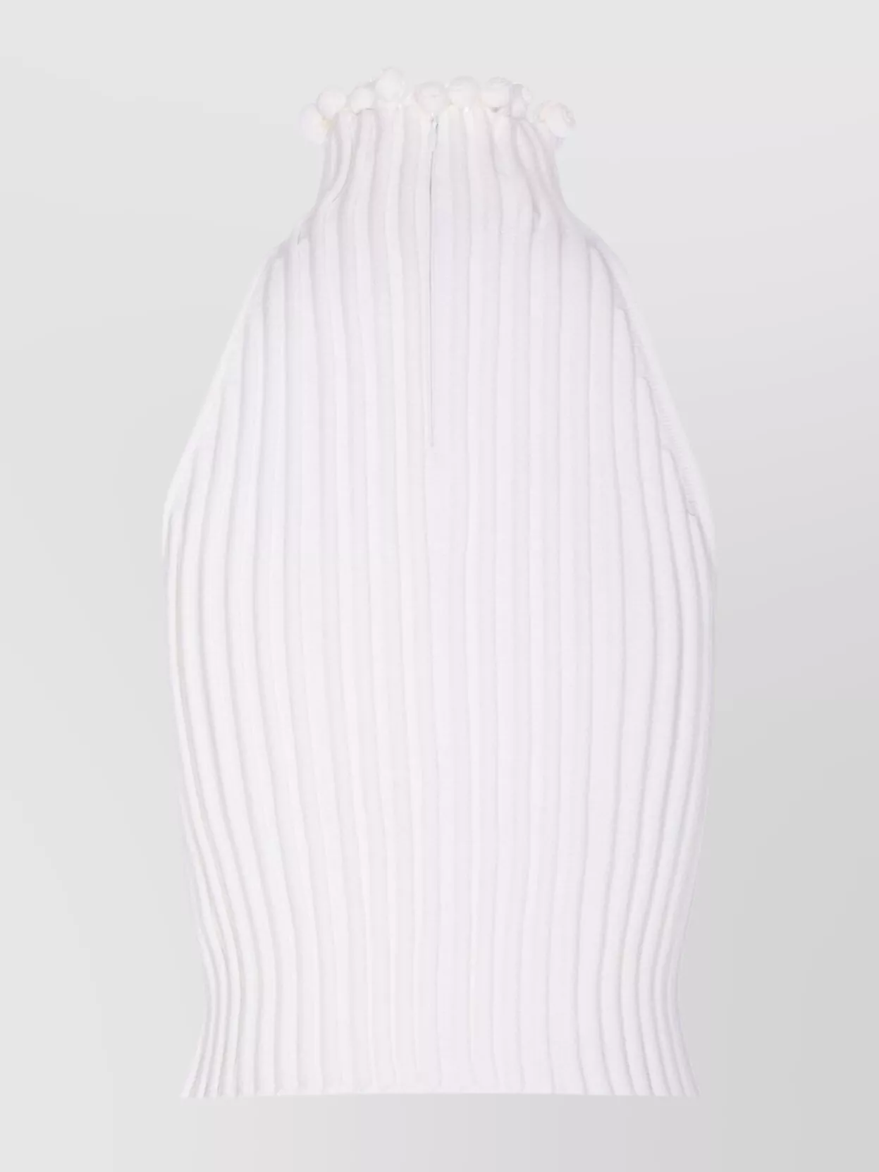 Alaïa High Neck Sleeveless Halter Top With Pom-pom In White