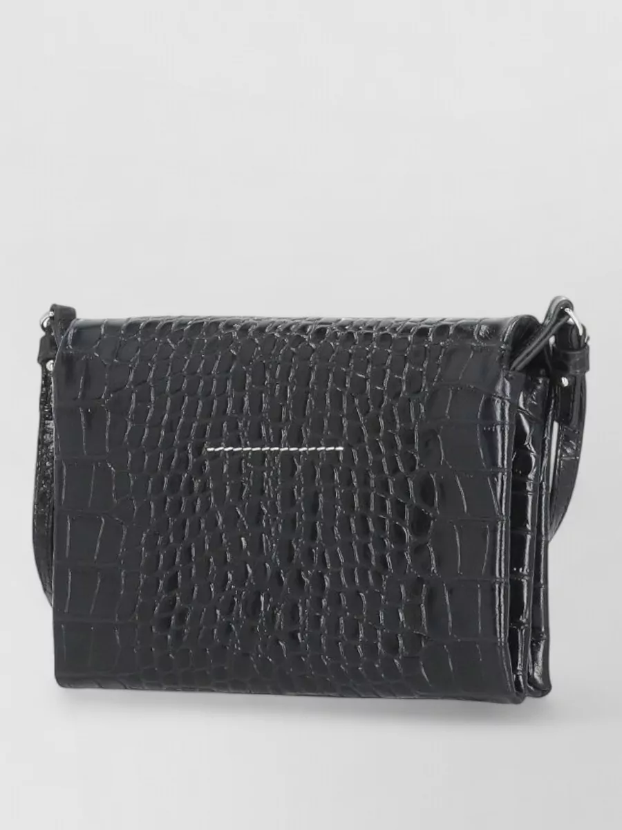 Mm6 Maison Margiela Leather Shoulder Bag Crocodile Texture Strap