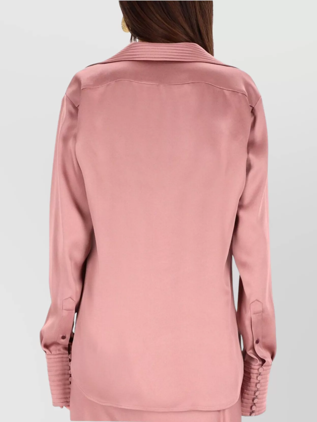 Dries Van Noten Satin V Neck Long Sleeve Shirt