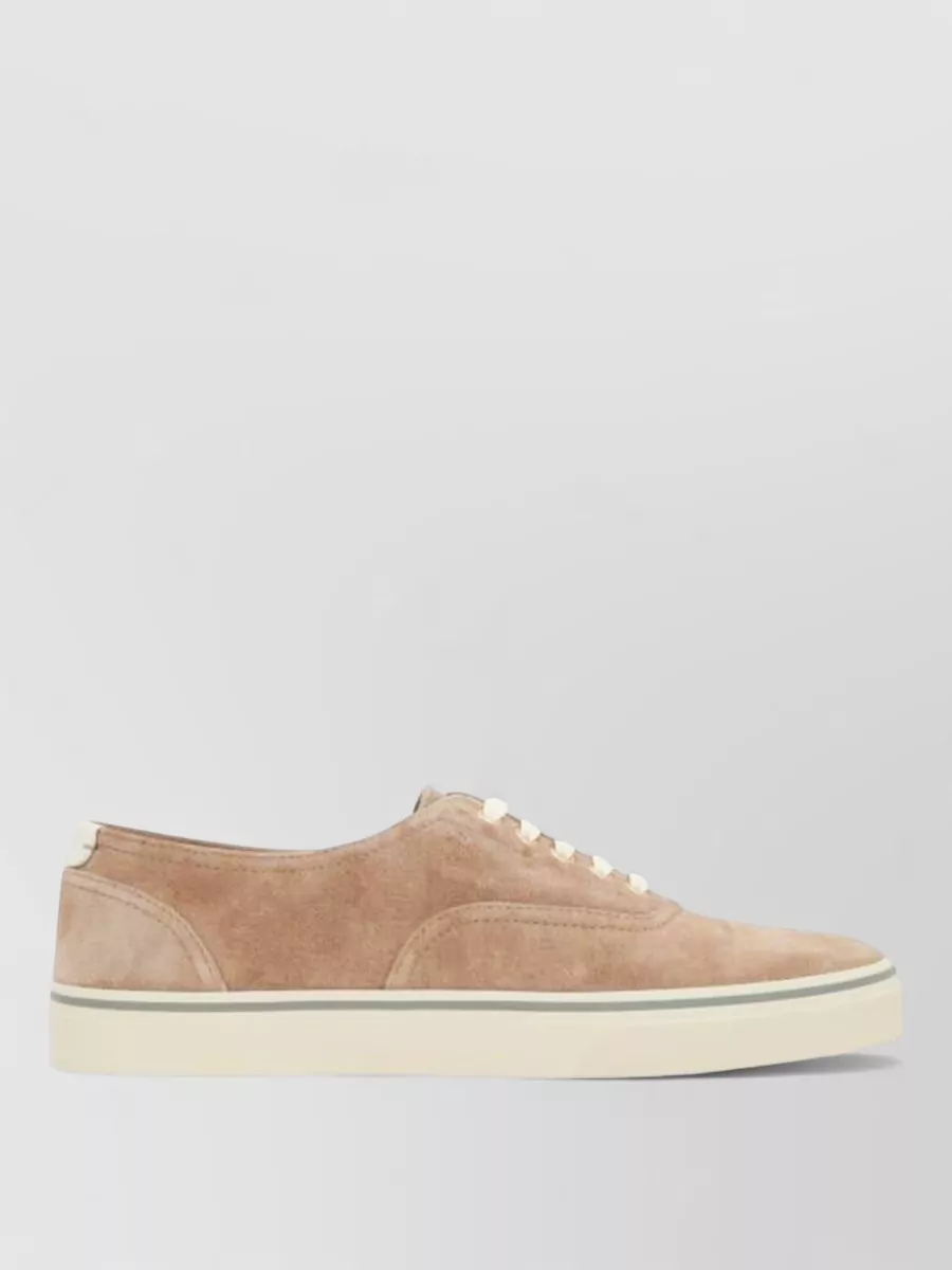 Brunello Cucinelli Suede Low Top Sneakers Round Toe Rubber