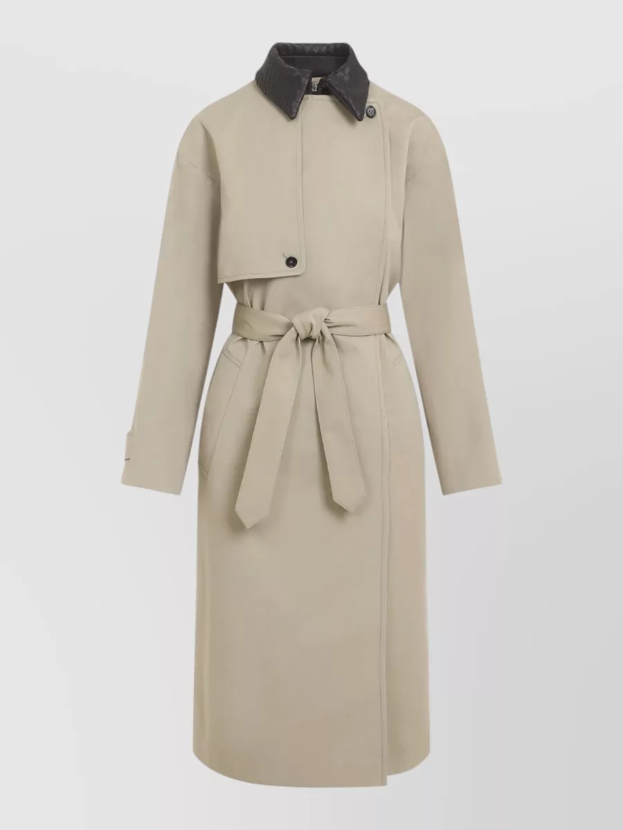 Bottega Veneta cotton single-breasted asymmetric belted trench coat