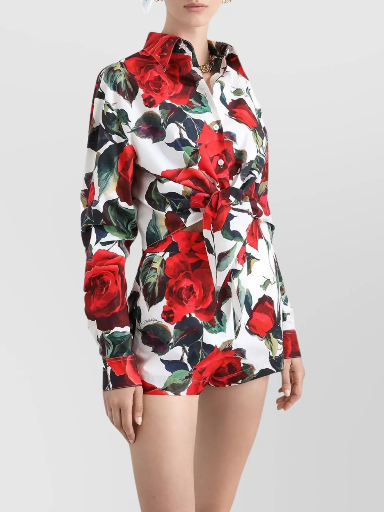 Dolce&Gabbana Rose Print High Waist Shorts
