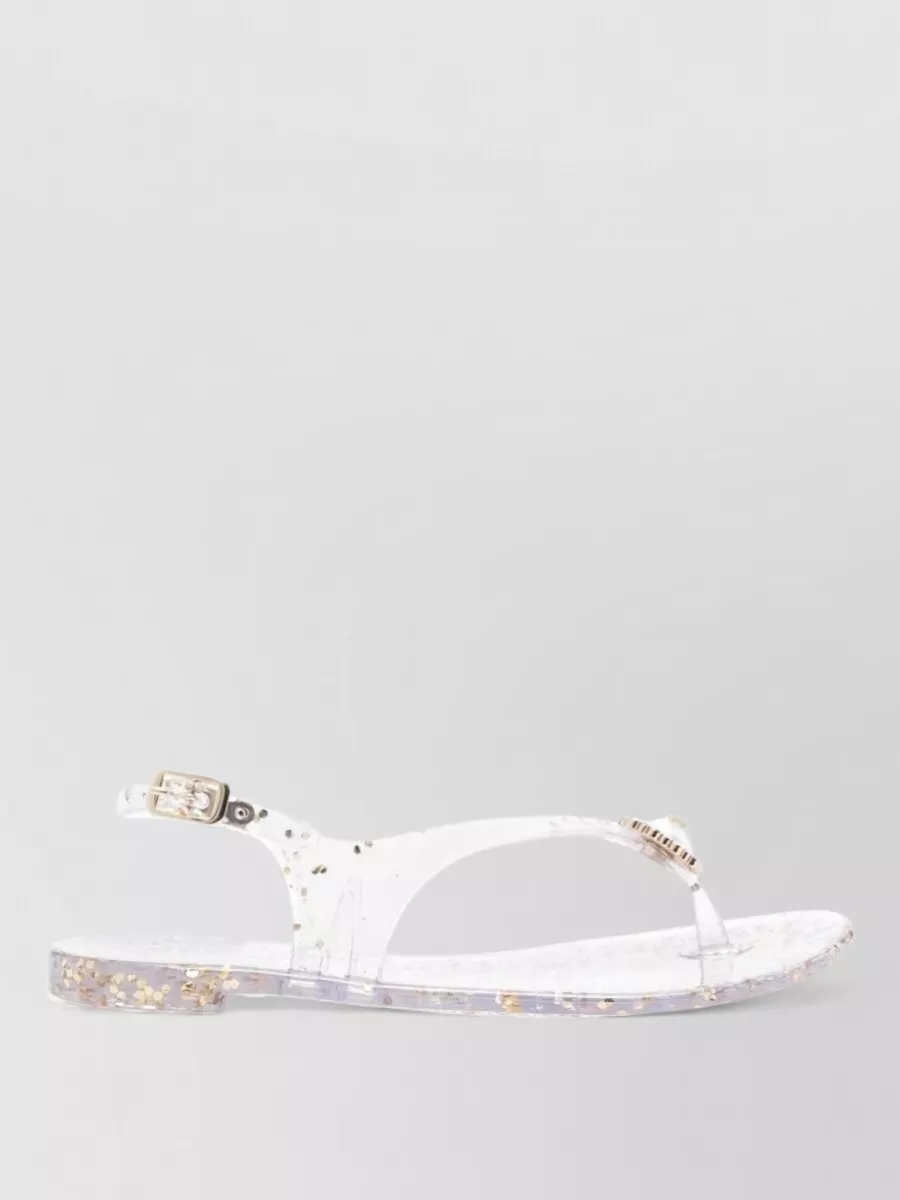 Casadei Flip Flops Embellished Strap Gold Accents Transparent