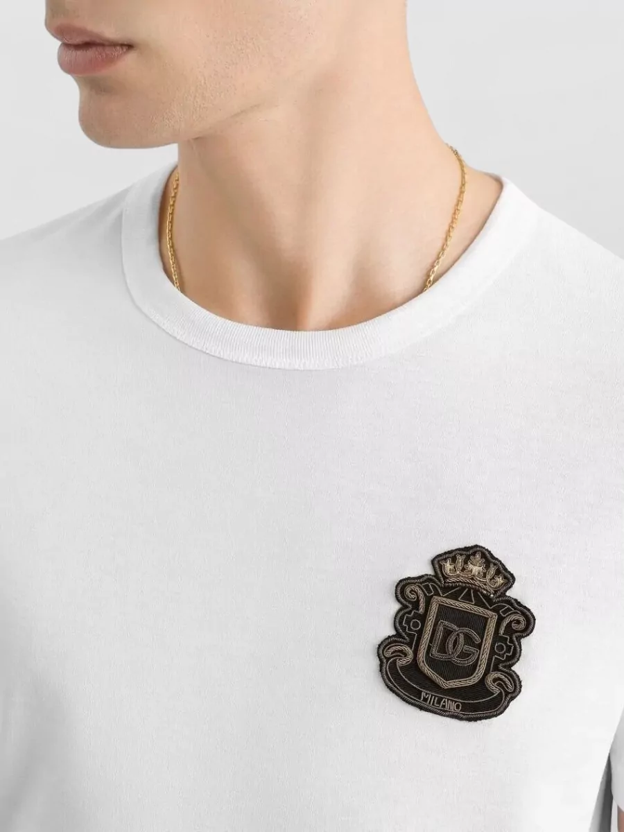 Dolce&Gabbana Cotton Logo Crest Crew Neck T Shirt