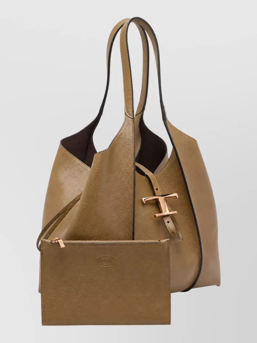 Tod's T Tote Bag Textured Finish Double Handles