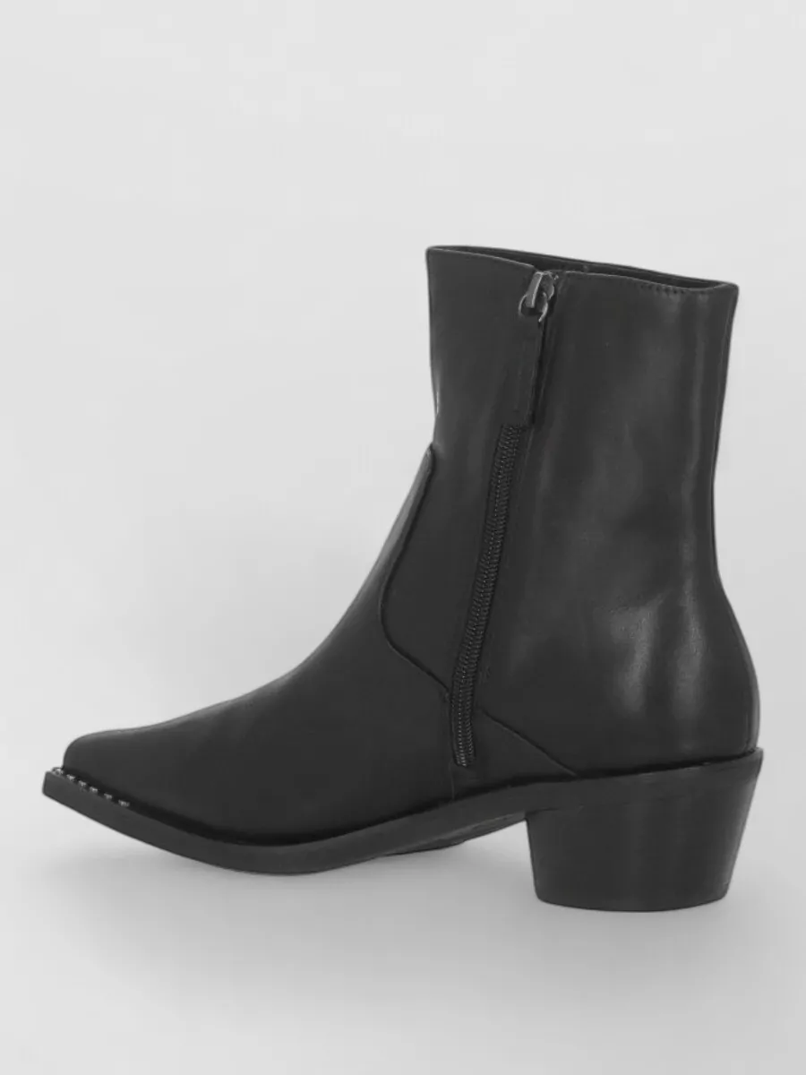 Ash Leather Ankle Boots Arrow Toe Studs