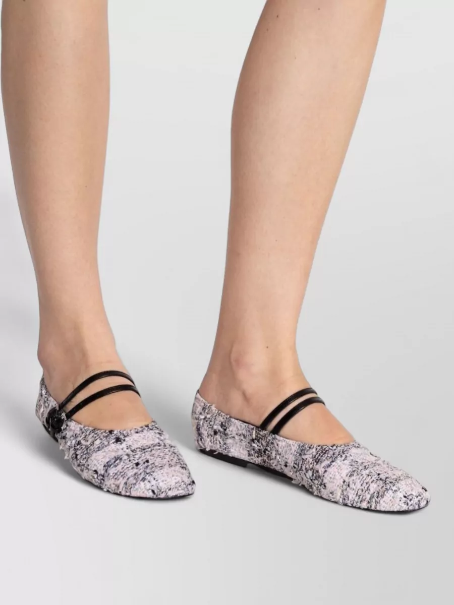 Tory Burch Double Strap Square Toe Textured Ballerinas