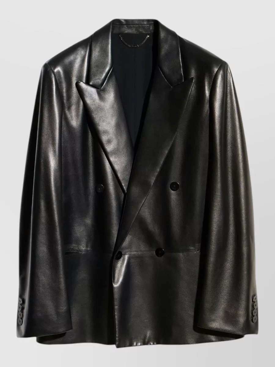 Gucci leather oversized double-breasted blazer