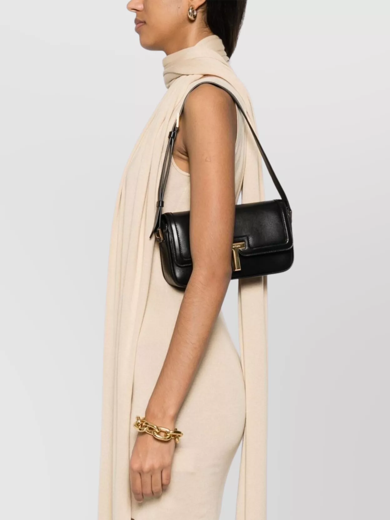 Tom Ford Shoulder Bag With Adjustable Strap And Gold Hardware