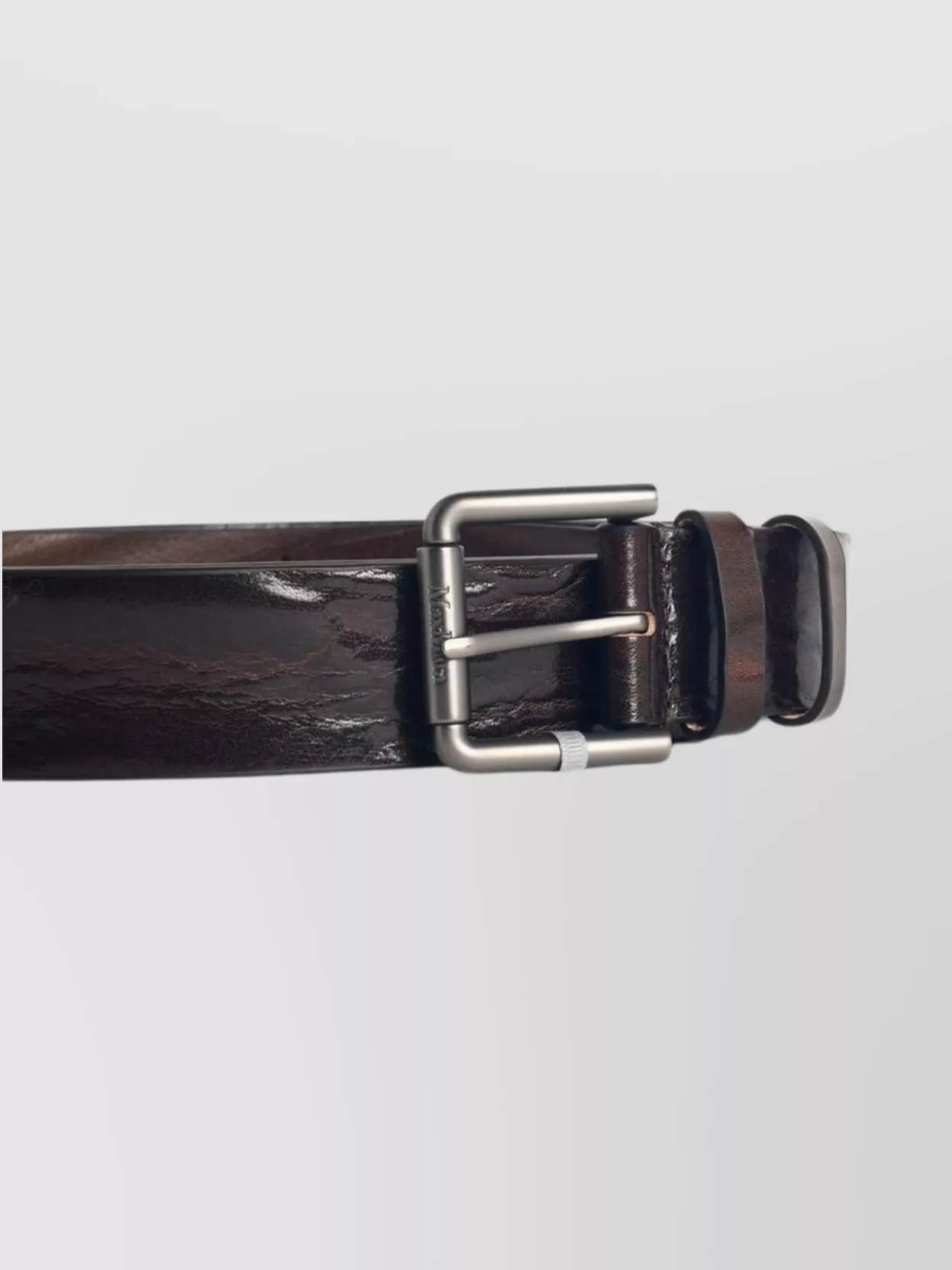 Max Mara Long Leather Belt Metal Buckle