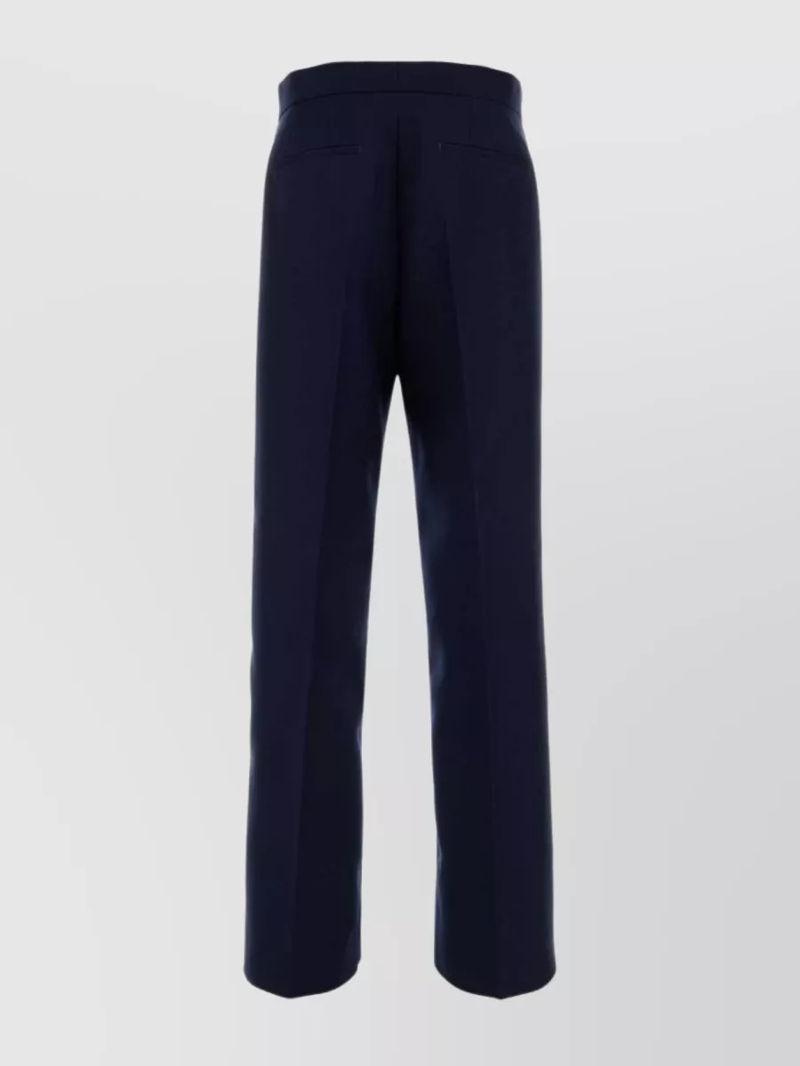 Shop Jil Sander Wool Pant With Elastic Waistband And Wide Leg In Blue