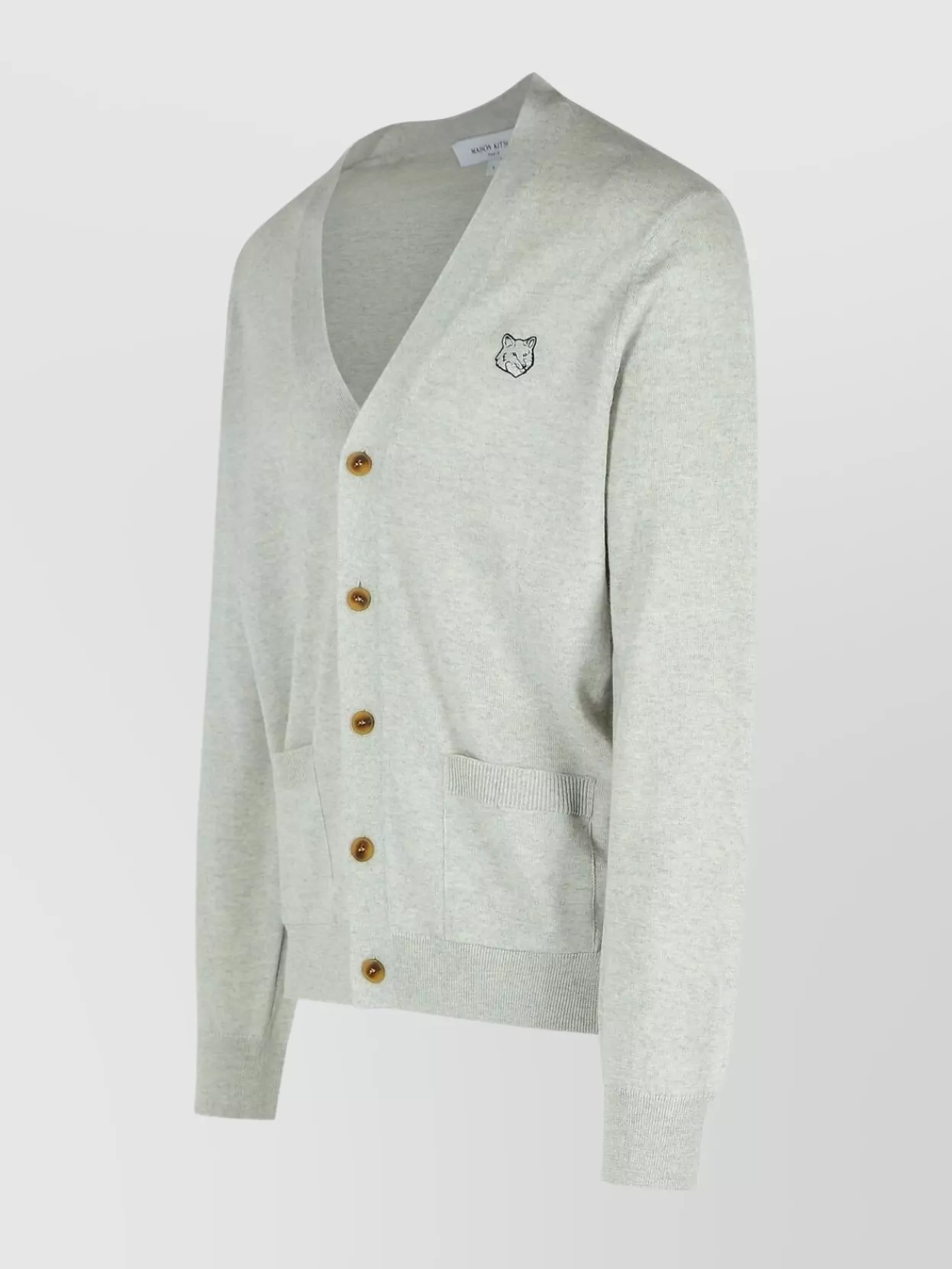 Maison Kitsuné 'Fox Cardigan' Wool Light Grey