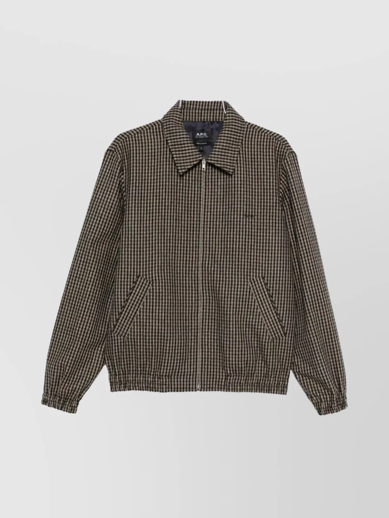 Apc Checkered Jacket With Collared Neck And Pockets In Brown