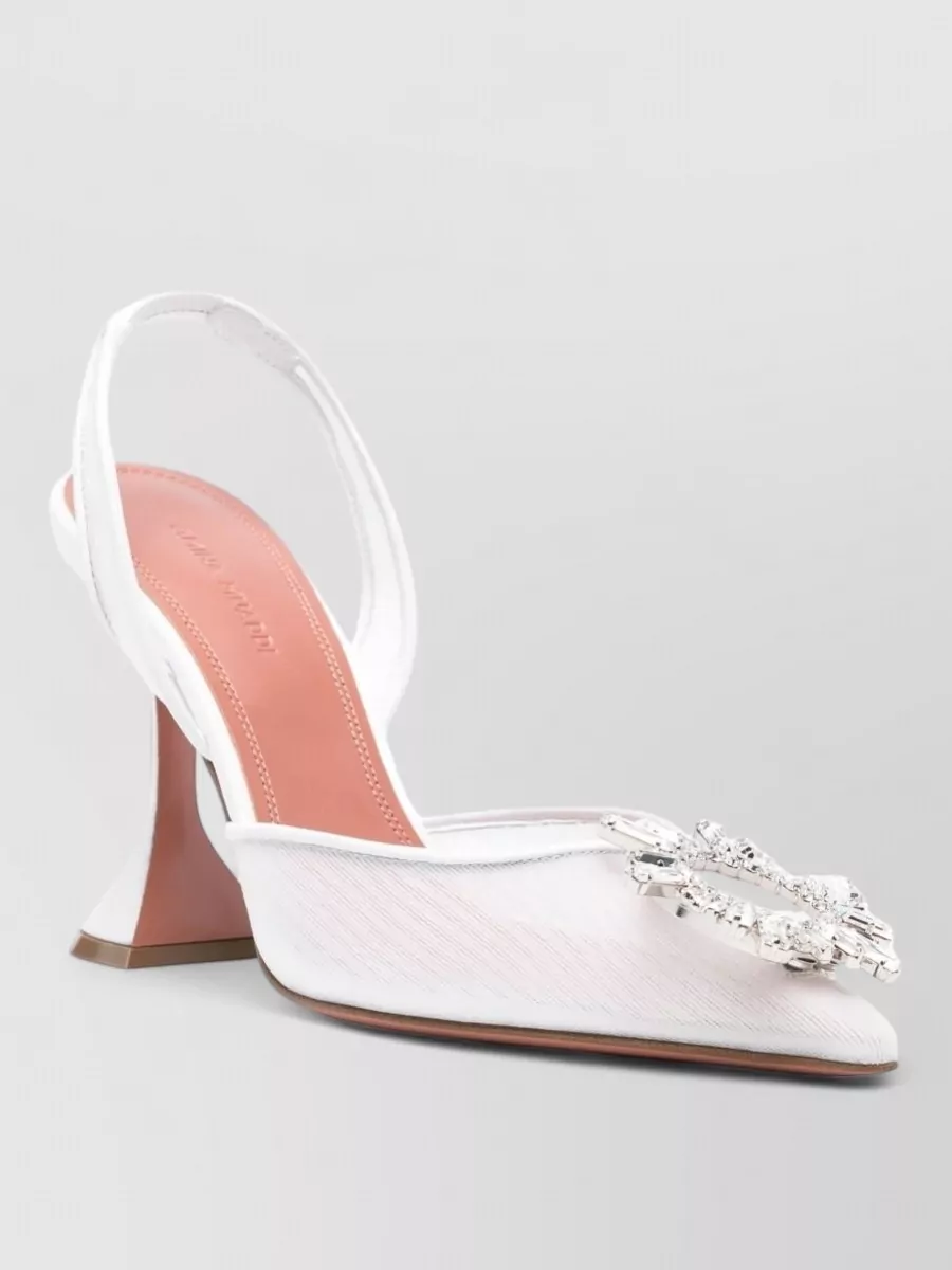 Amina Muaddi Mesh Rhinestone-Embellished Slingback Pumps