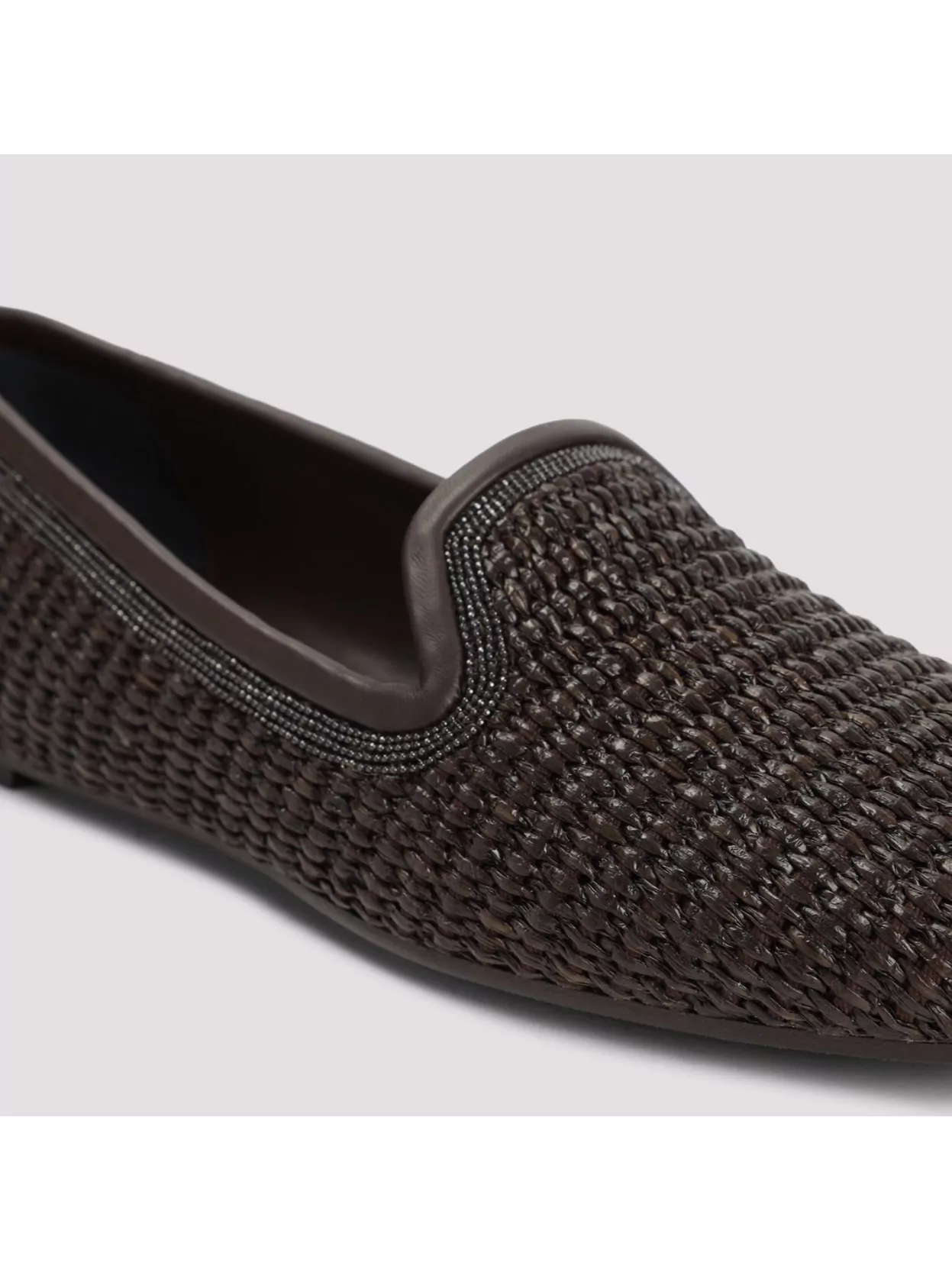 Brunello Cucinelli Raffia Slippers Leather Outsole