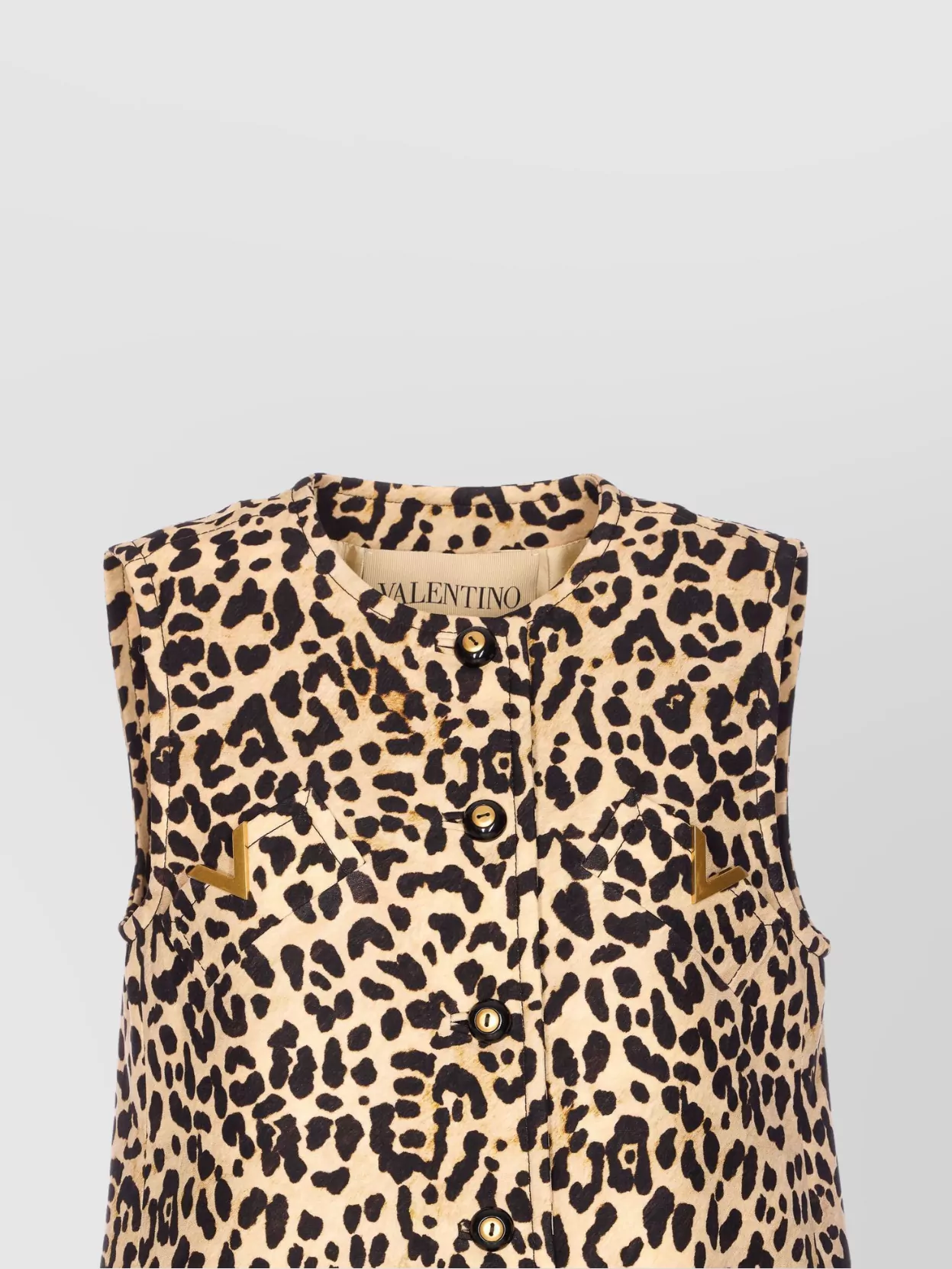 Valentino Garavani Animal Print Crewneck Midi Dress With Vlogo Pockets