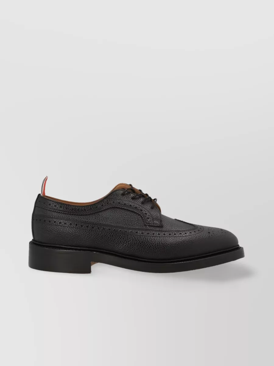 Shop Thom Browne Textured Leather Lace-up Wingtip Shoes In Black