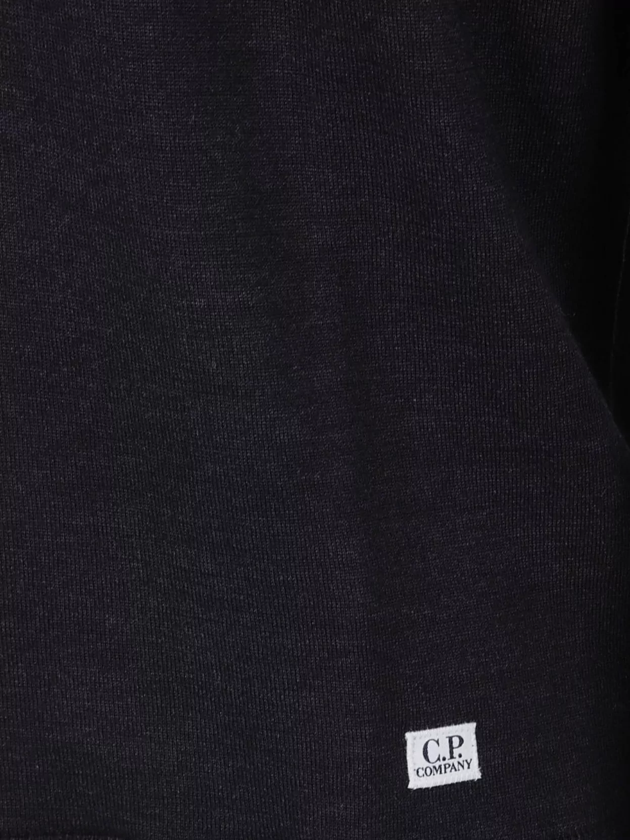 C.p. Company Merino Crew Neck Sweater With Ribbed Hem In Black