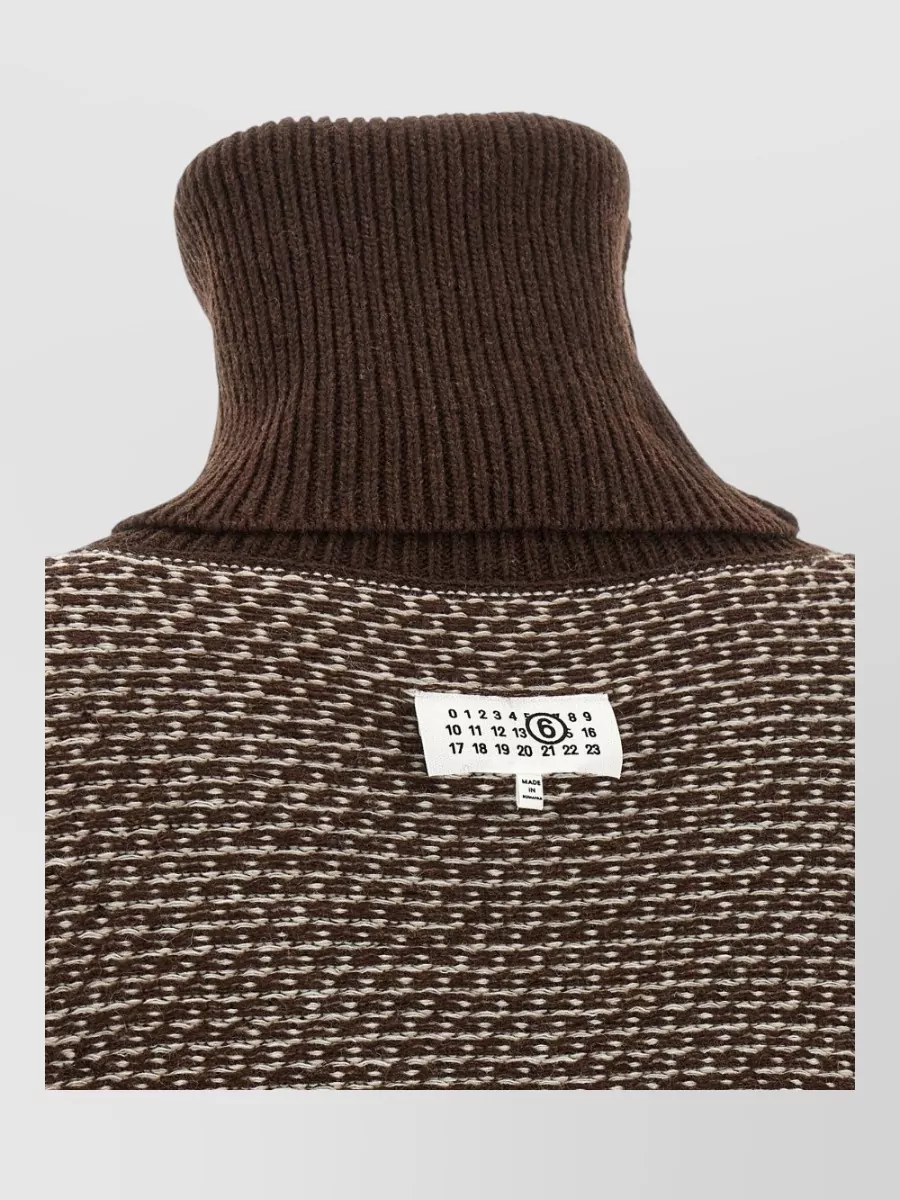 Mm6 Maison Margiela Wool Jacquard High Neck Mini Sweater Dress