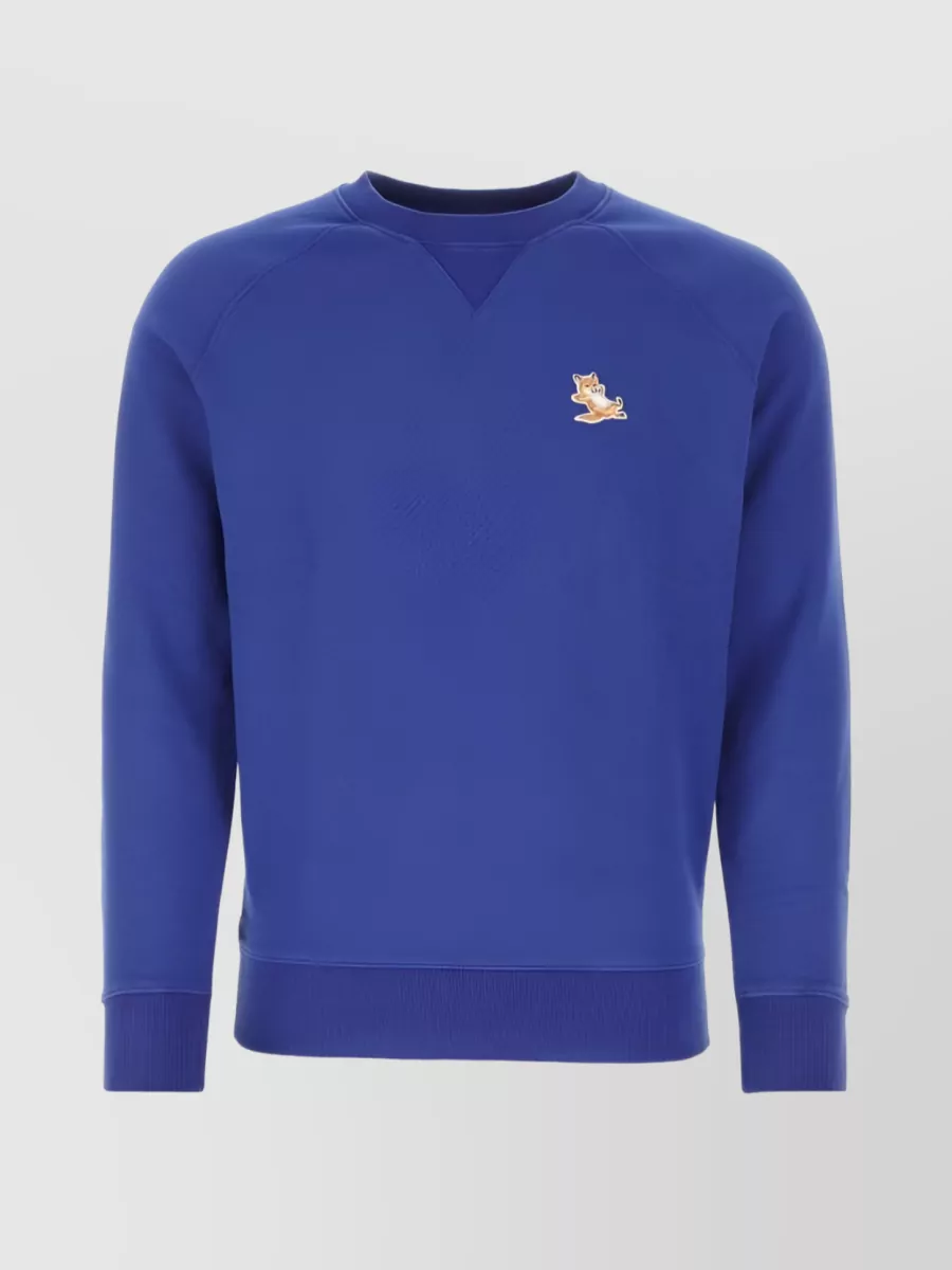 Shop Maison Kitsuné Chillax Fox Crewneck Sweater In Blue