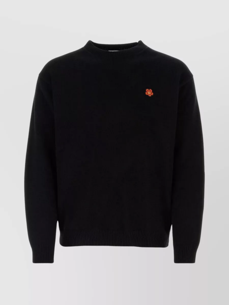 Shop Kenzo Embroidered Oversize Wool Sweater In Black