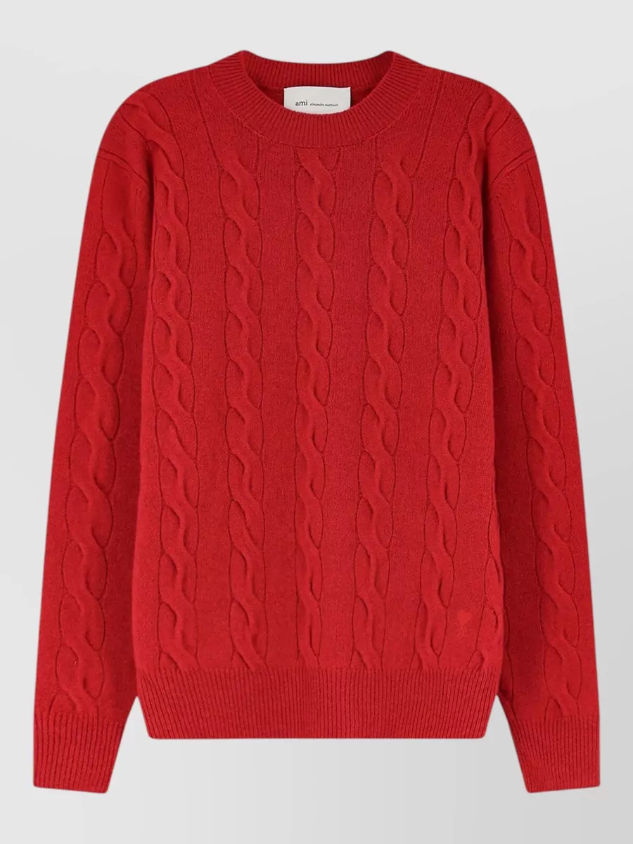 Ami Paris Cable-knit wool crewneck jumper