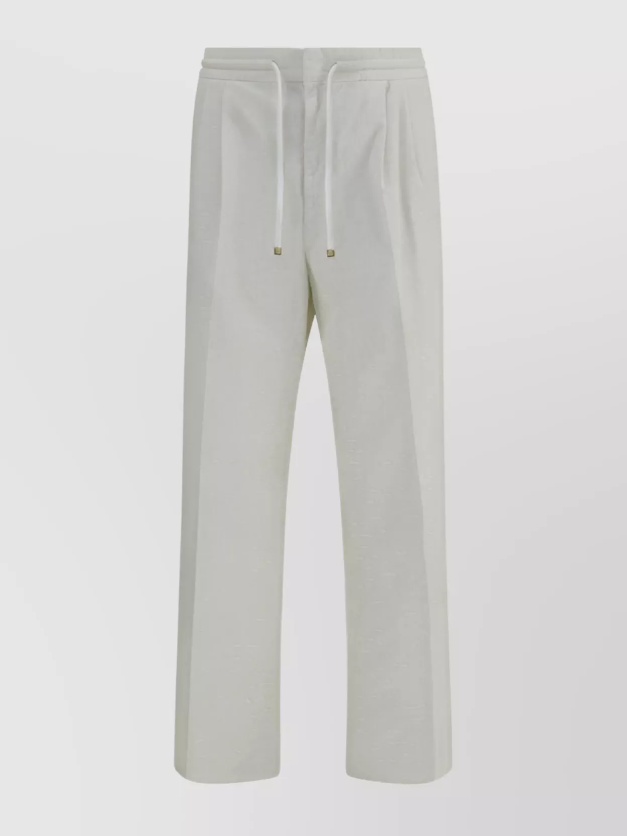 Brunello Cucinelli Men White Linen And Cotton Leisure Fit Trousers