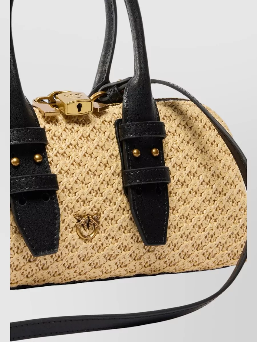 Pinko Escape Horizontal Small Raffia Shoulder Bag