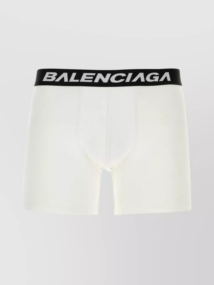 Shop Balenciaga Cotton Racer Boxer In Stretch Fabric In Black