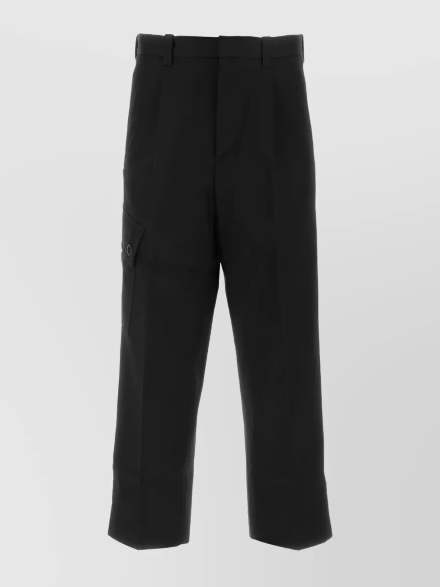 Shop Oamc Functional Cotton Cargo Trousers In Black